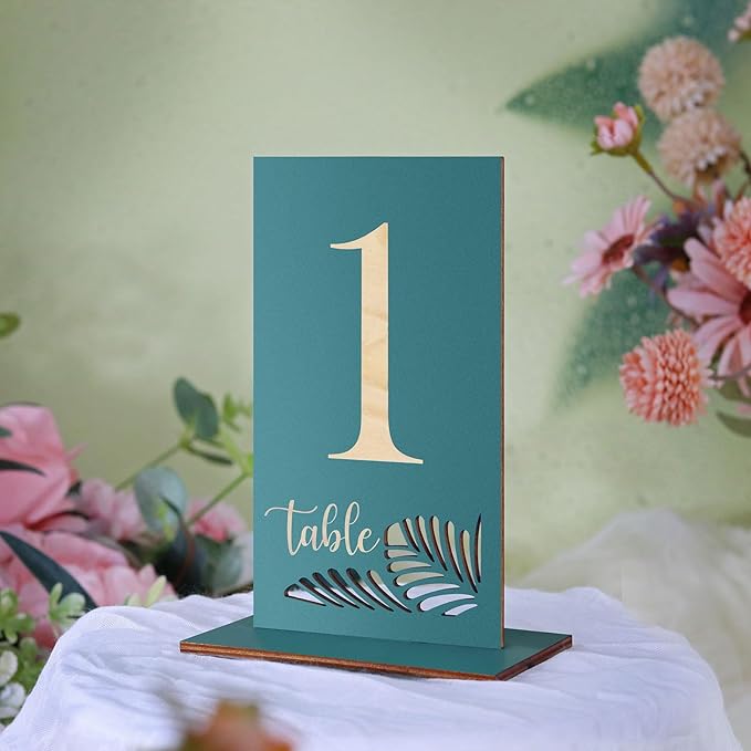 Wooden Table Numbers 1-15, 3.2x5.8 Inch Double Sided Rustic Blue Wedding Table - Image 7