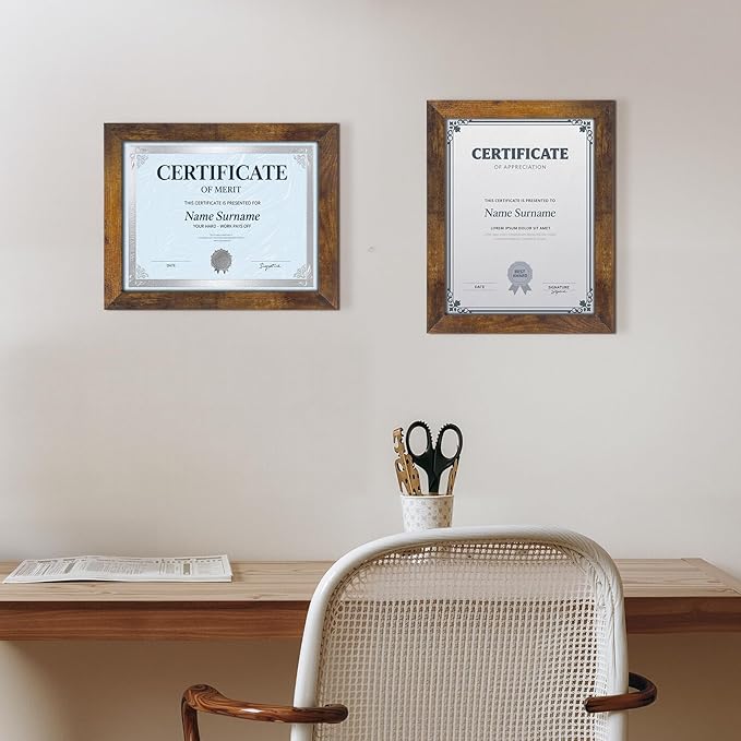 PETAFLOP 8.5x11 Picture Frame Rustic Certificate Frames Wall Tabletop Display - Image 4
