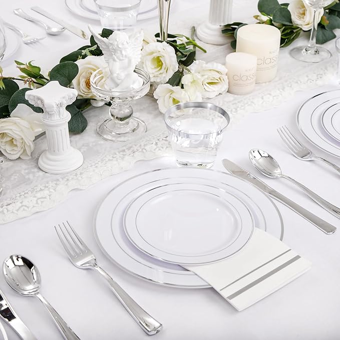NOCCUR 700PCS Silver Plastic Plates Disposable - Image 3