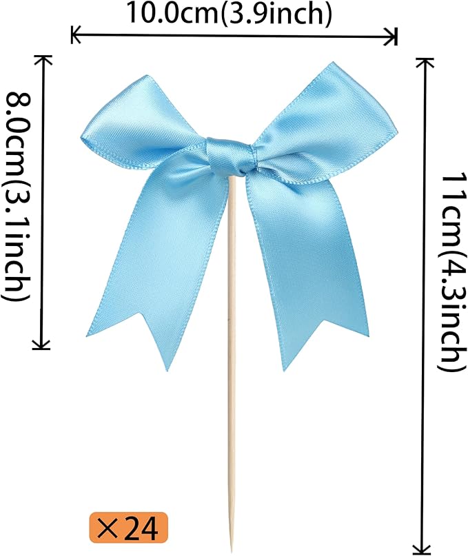 24 PCS Bow Cupcake Toppers Bowknot Cake Toppers Bow Girls Birthday Cake - Image 2