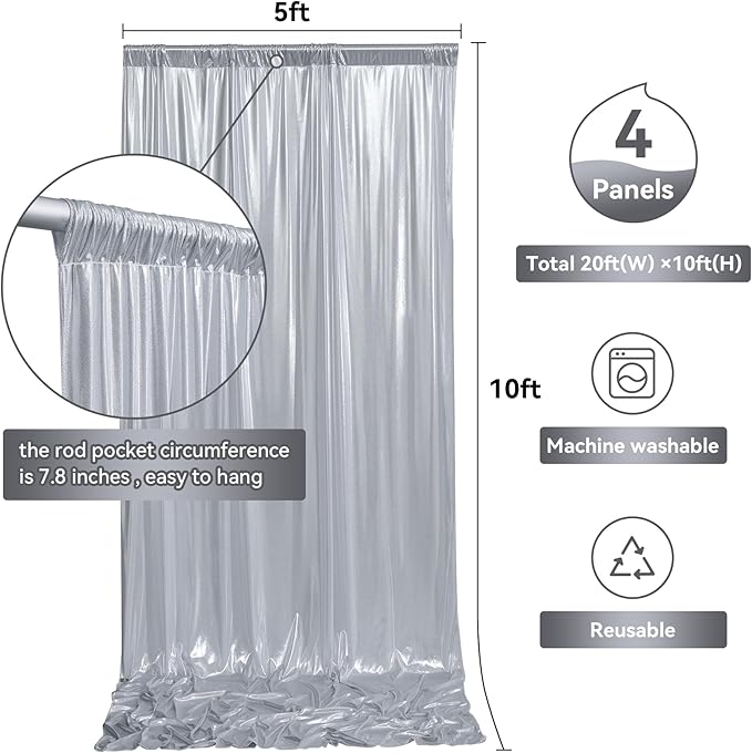 20ftx10ft Silver Sequin Backdrop Curtain - Image 6