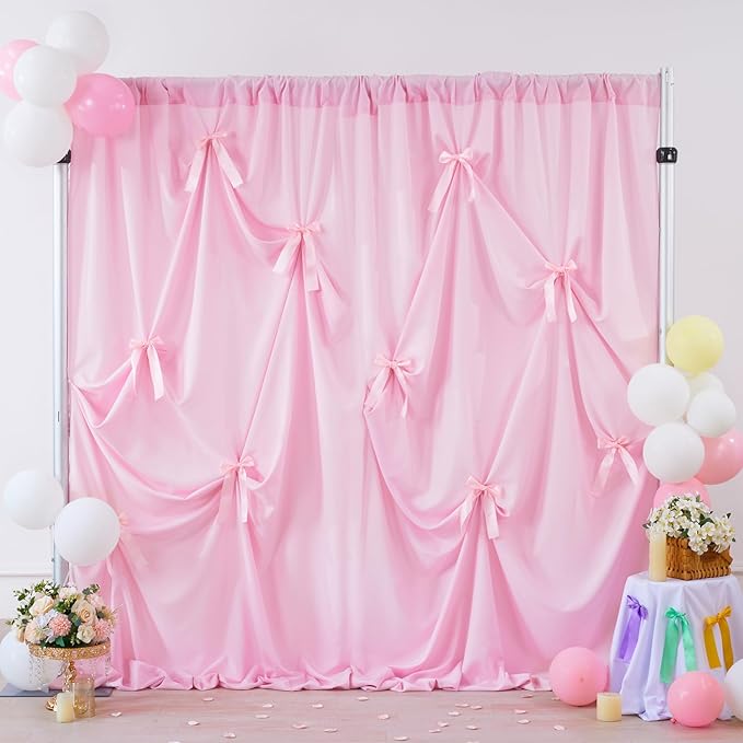 Pink Backdrop Curtain 2Panels : 11.6×8ft Wedding Backdrop Wrinkle Free by SoarDream