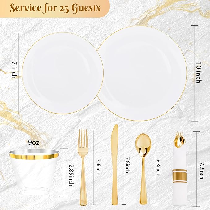 KIRE 175PCS Gold Plates Disposable - Image 3