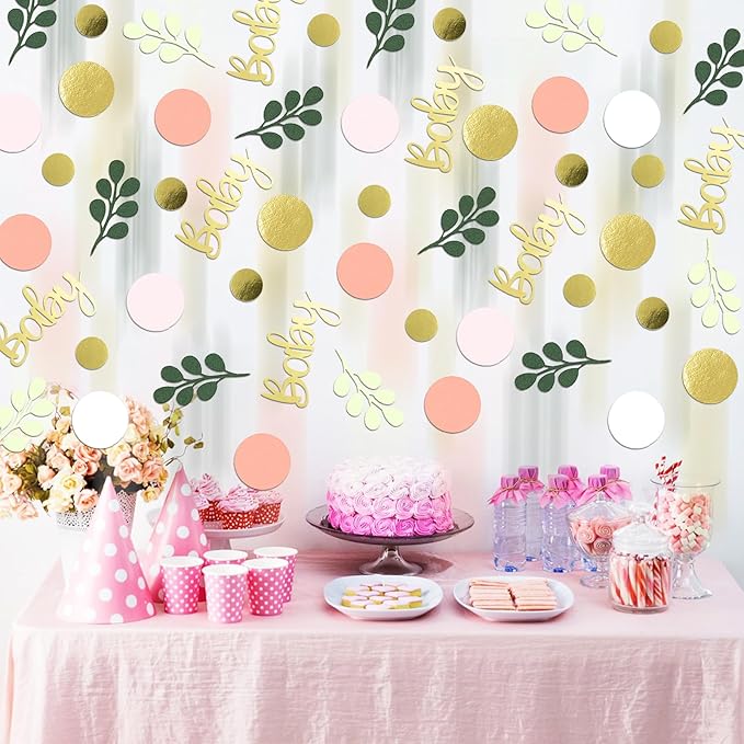 300PC Pink and Sage Green Girl Baby Shower Decorations Greenery Baby Shower - Image 3
