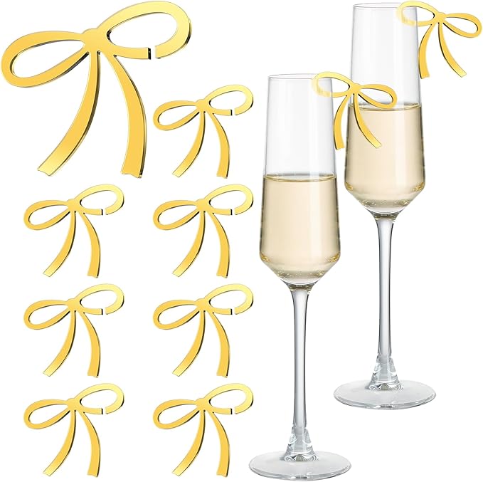 50 Pcs Bows Drink Tags Coquette Bow Wine Glass Charms Acrylic Bowknot Drink Tag by Colingmill