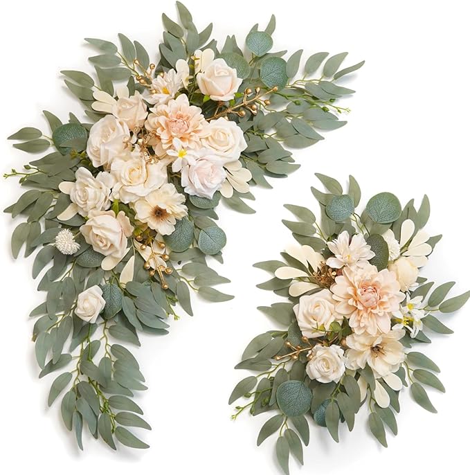 Faux Flower Swag Set of 2 for Wedding Welcome Signs Floral Swag Wedding by Piklado