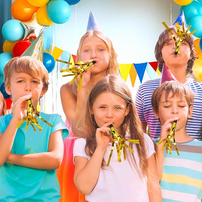 Noise Makers, Glitter Metallic Fringed Party Blowers Noisemakers Horns - Image 4