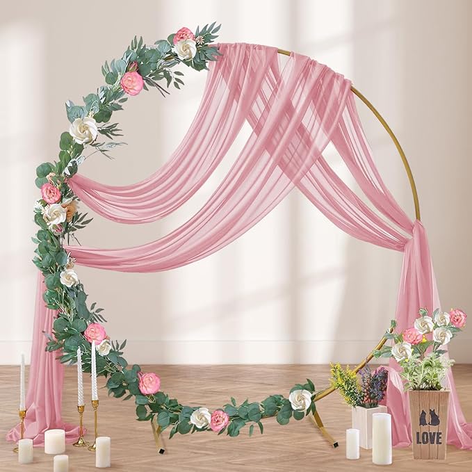 Dusty Rose Wedding Arch Draping Fabric 2 Panels 29" x 20 FT Wedding Drapes - Image 3