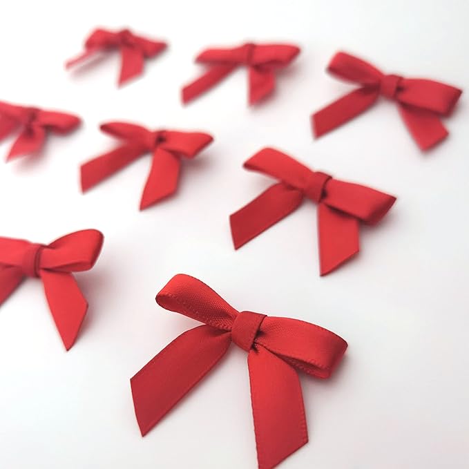 50pcs 1-1/2" Mini Red Satin Ribbon Bows - Image 5