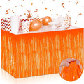 3 Pack 29 x108 Inch Macaron Orange Foil Fringe Table Skirts Metallic Banner by Mebiornt