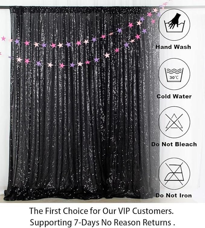 ShinyBeauty Black Sequin Backdrop 10FTx10FT Photo Backdrops - Image 5