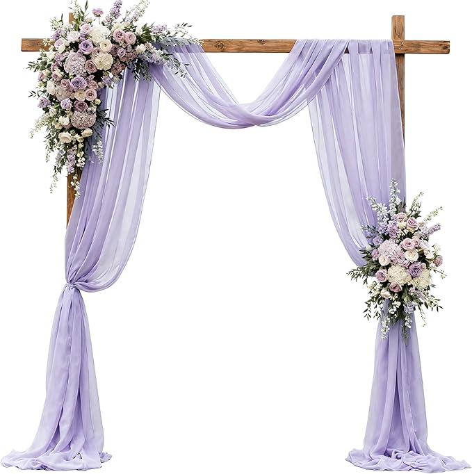 Wedding Arch Draping Fabric 29" x 18 FT Lavender Sheer Chiffon Outdoor Curtain by Jevix