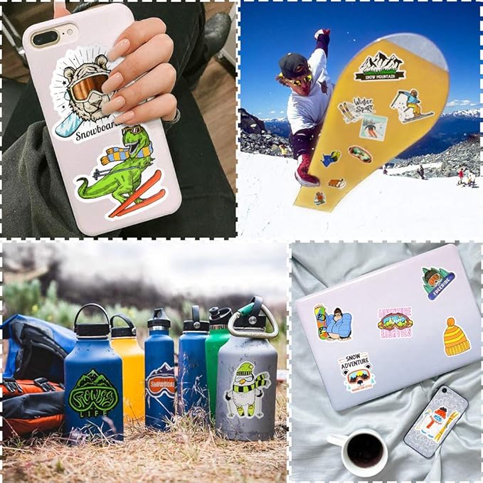 QTL Ski Stickers for Kids Skiing Stickers for Snowboard Helmet Adults Teens - Image 2