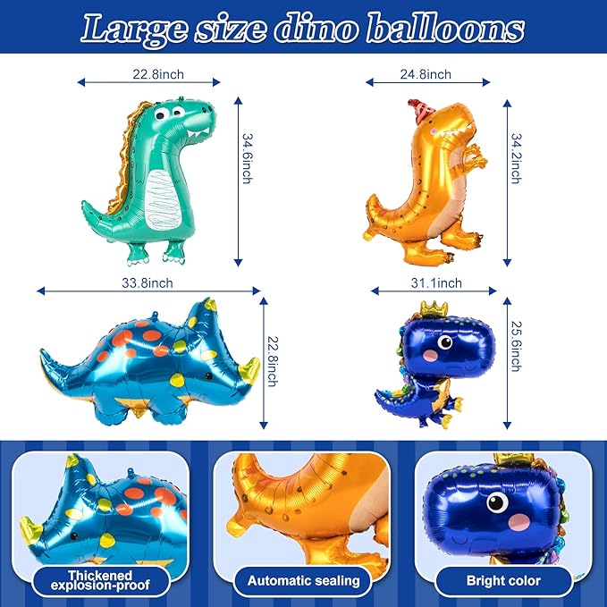 265 PCS Dinosaur Party Decorations, Customized Backdrop, Happy Birthday Banner - Image 4