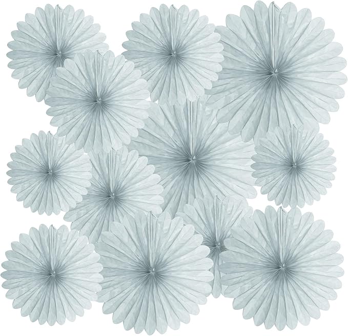 20 Pcs Gary Hanging Paper Fan, Hanging Honeycomb Round Paper Fans by Zankubom