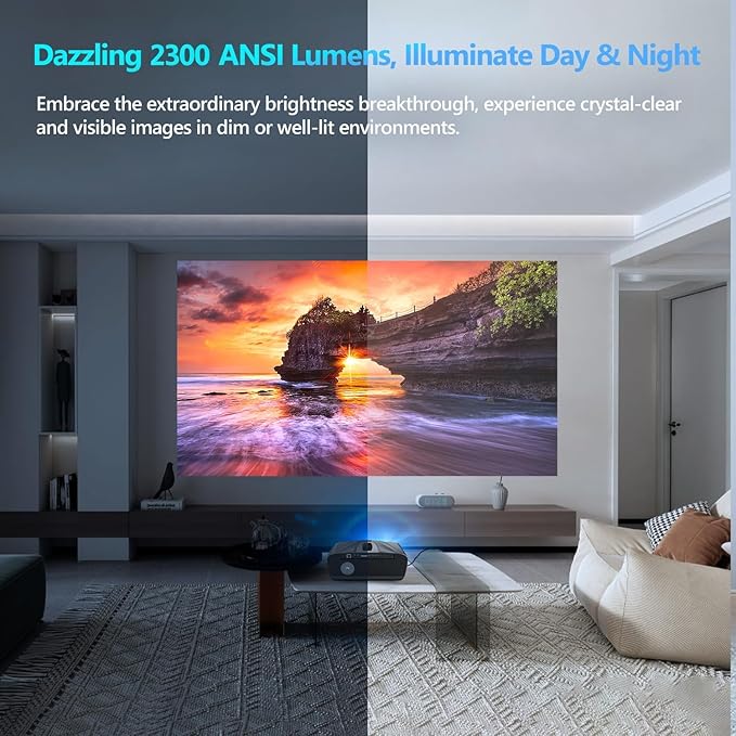Ultra HD 4K Projector Auto Focus HDR WiFi6, Smart LED WiFi Bluetooth Projector - Image 3