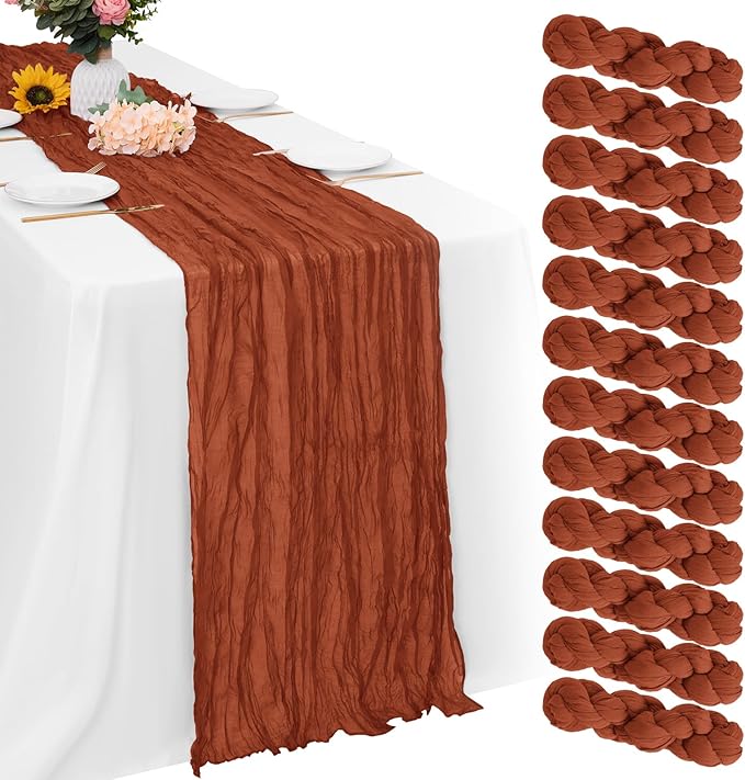 Aktor 12 Pack Terracotta Table Runner Boho Cheesecloth Table Runner Semi Sheer by Unknown