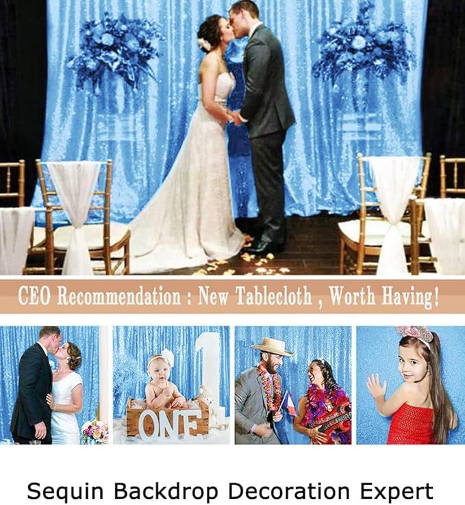 ShinyBeauty Sequin Curtain Baby Blue 4FTx8FT Sequin Photo Backdrop Baby Blue - Image 6
