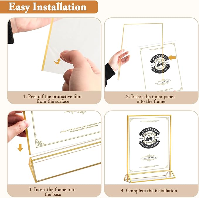 Floroom 12 Pack 8.5x11 Inch Clear Acrylic Sign Holders, Double-Sided Gold - Image 3