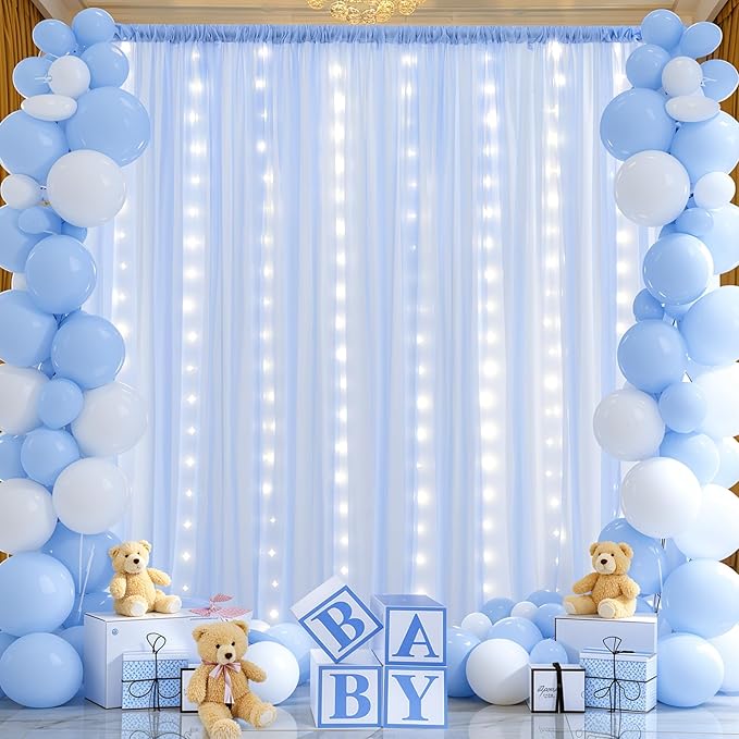 10x10ft Light Blue Chiffon Backdrop Curtain - Image 4