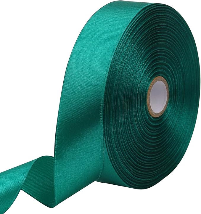 Teal Solid Satin Ribbon 1 Inch 50 Yards Solid Polyester Fabric Ribbon by Riunbb