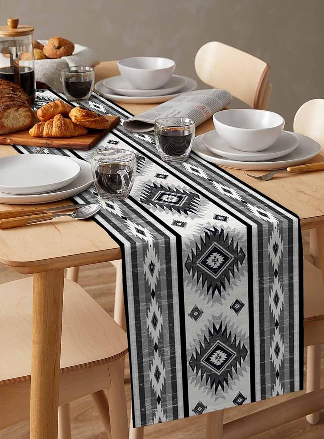 Aztec Southwest Cotton Linen Table Runner - Image 3