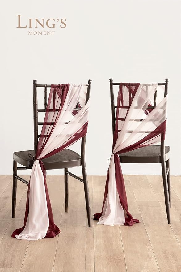 Ling's moment Wedding Chair Sashes Cover Aisle Decorations Draping Fabric - Image 3