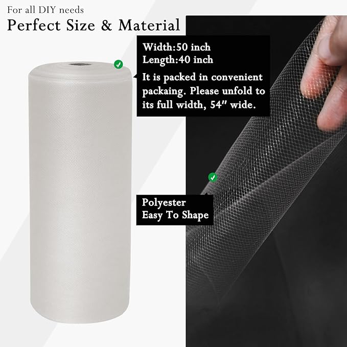 Glacier Gray Tulle Fabric Rolls 54 Inch by 40 Yards Tulle Bolt Spool - Image 2