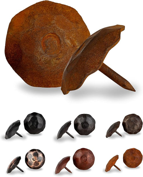 10 Pack 1.25" Round Head Iron Clavos Decorative Nails – Rusted – Handmade by BorderlandRusticHardware