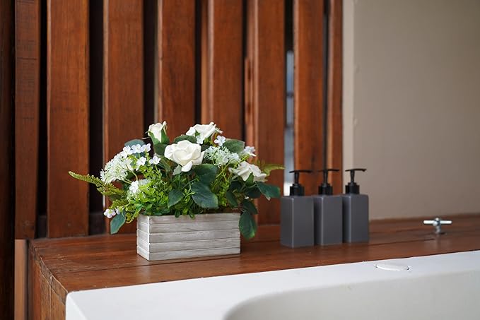 Artificial Flowers Plants Fake Rose Floral Arrangements in Pots - Image 5