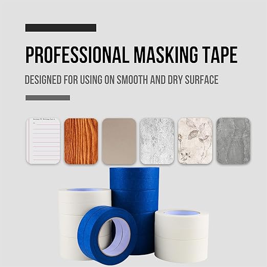 Lichamp White Masking Tape and Blue Painters Tape 1 inch Wide, 20 Variety Pack - Image 2