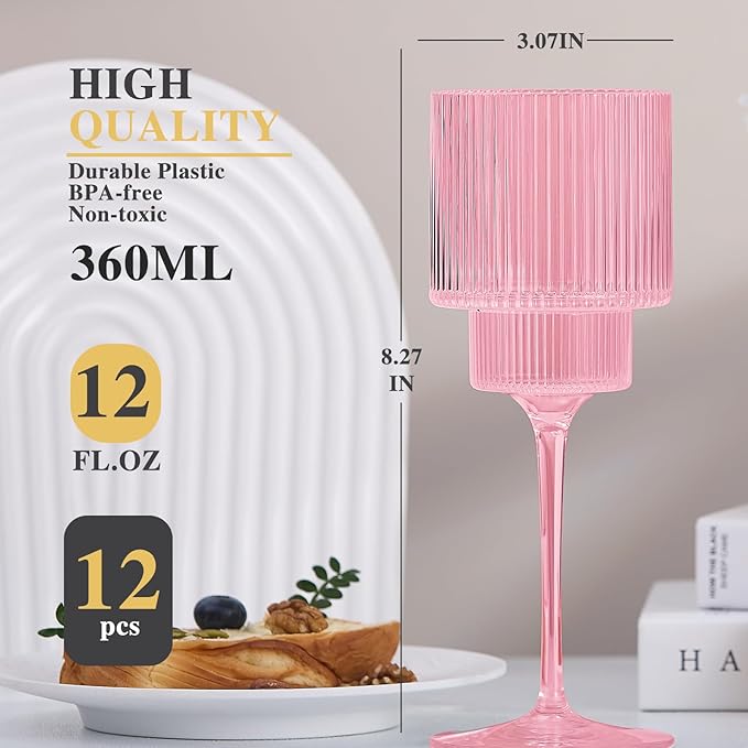 Plastic Goblets Wine Glasses - 12Oz Acrylic Wine Glasses Origami Unbreakable - Image 2