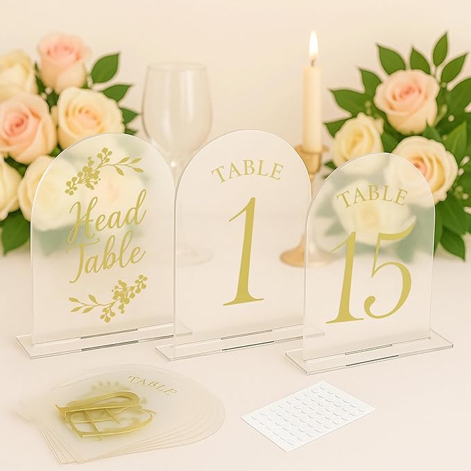 Wedding Table Numbers 1-15 Clear Acrylic Seating Number Signs by EliteSign