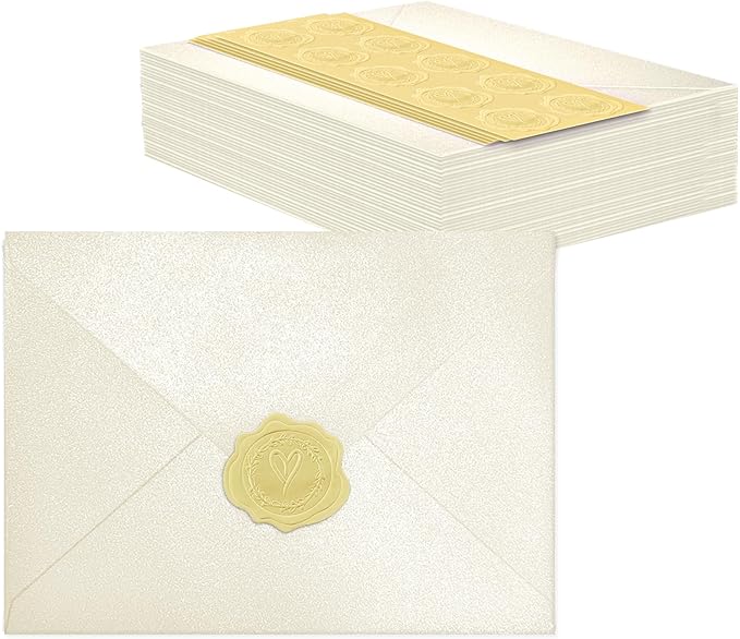 50 PCS Pearl Ivory A7 Envelopes by Rinrda