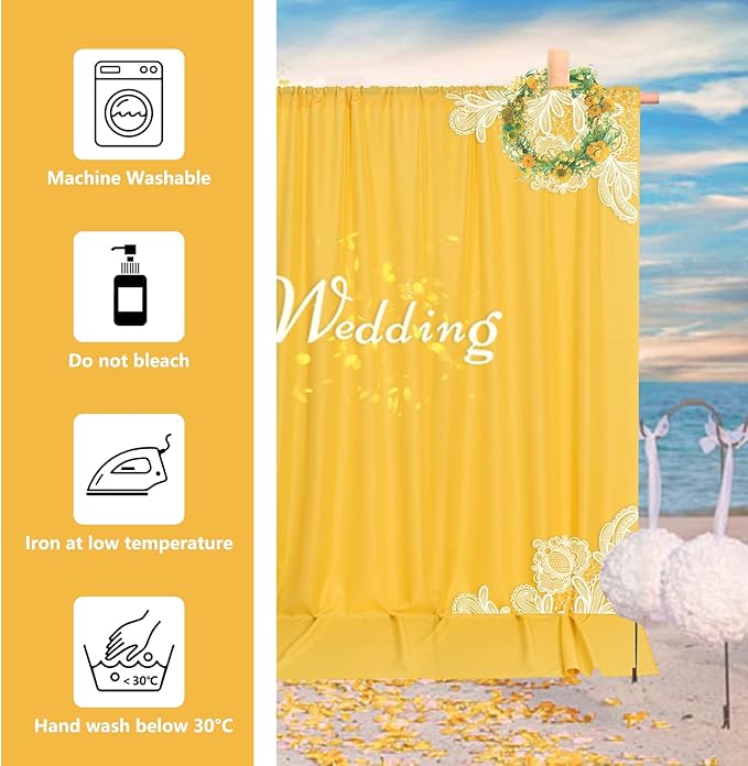 Yellow Backdrop Curtain for Parties Rod Pocket Yellow Curtains Photography - Image 6