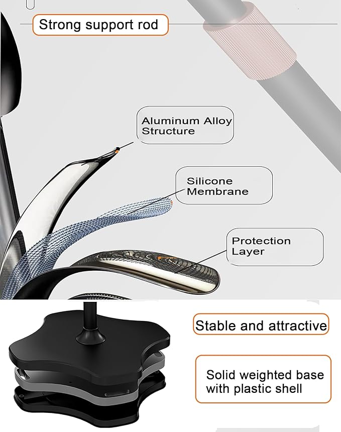 Mic Stand Floor with Boom Arm Microphone Stand with Heavy Weighted Base - Image 6