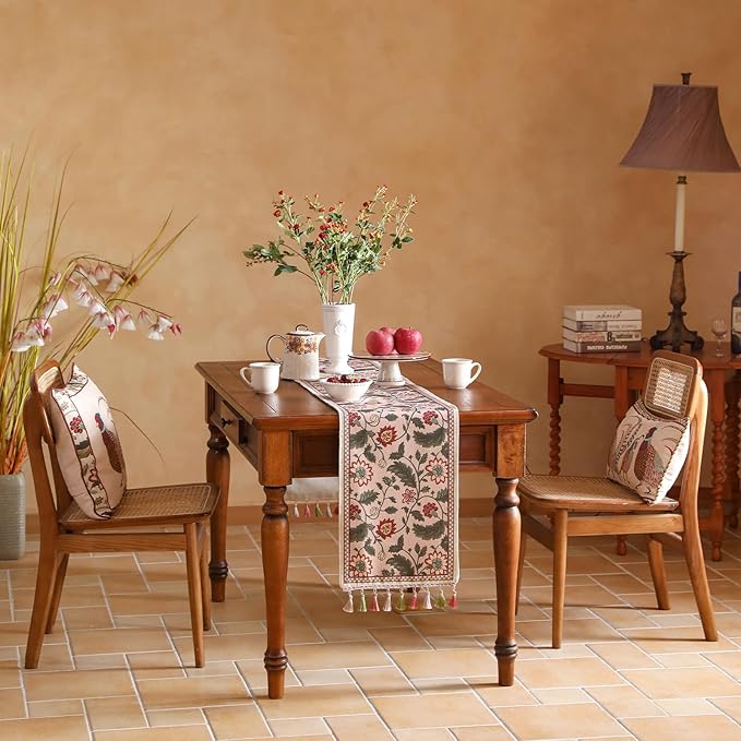 ISAENNE Designer Provence Elegant Linen Extra Long Table Runner 118 Inches - Image 4