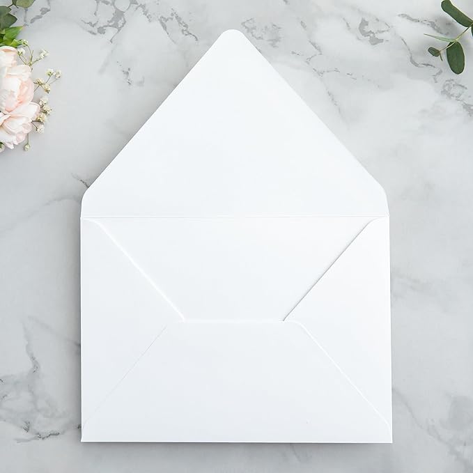 PONATIA 50PCS A7 Euro Flap Envelopes, 5.25 x 7.25'' White Envelopes - Image 4
