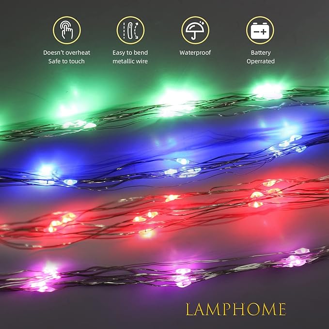LAMPHOME 20 Pack Fairy Lights Battery Operated String Lights, 20 LED on 6.6FT - Image 2