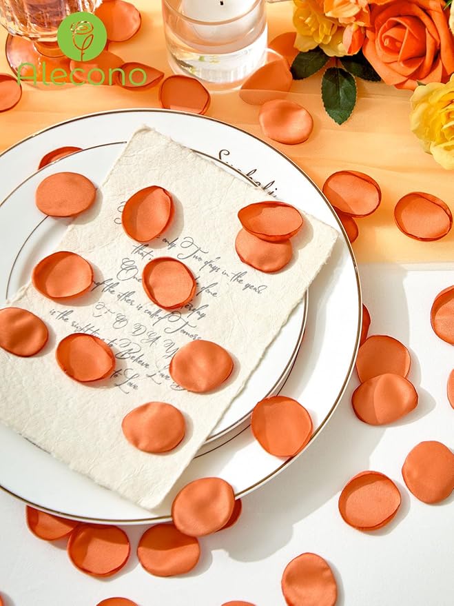 Alecono  Silk Rose Petals, Faux Orange Flower Petals - Image 2