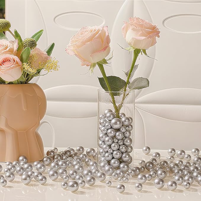 200 Pcs Vase Filler Beads Silver Pearl Beads - Image 4