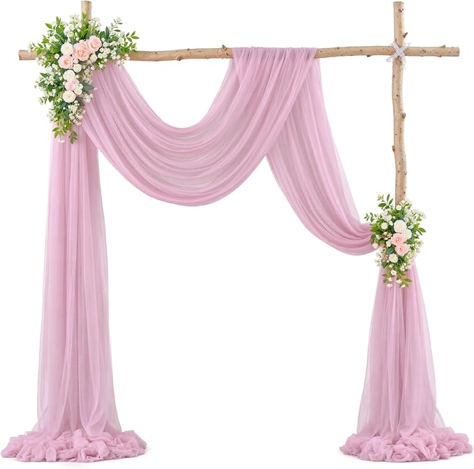 Wedding Arch Draping Fabric Backdrop 1 Panel 60" x 26Ft Dusty Rose Drapes - Image 6