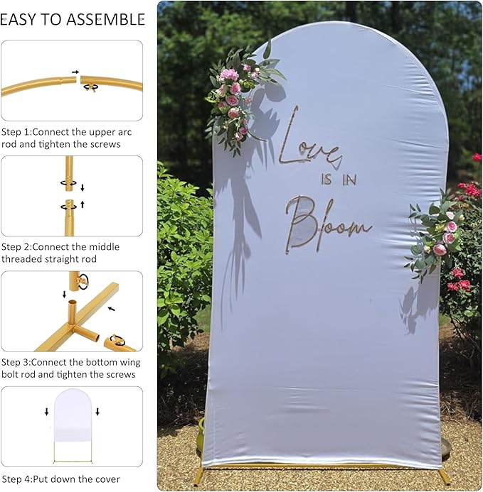 Vincidern 6.6FT Wedding Arch Backdrop Stand and White Cover, Metal Arch - Image 4