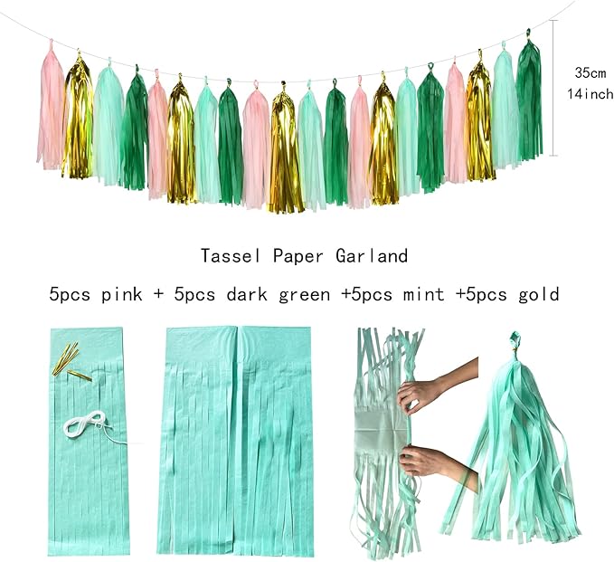 Sage-Green Pink-Gold Baby Bridal-Shower Decorations - Image 7