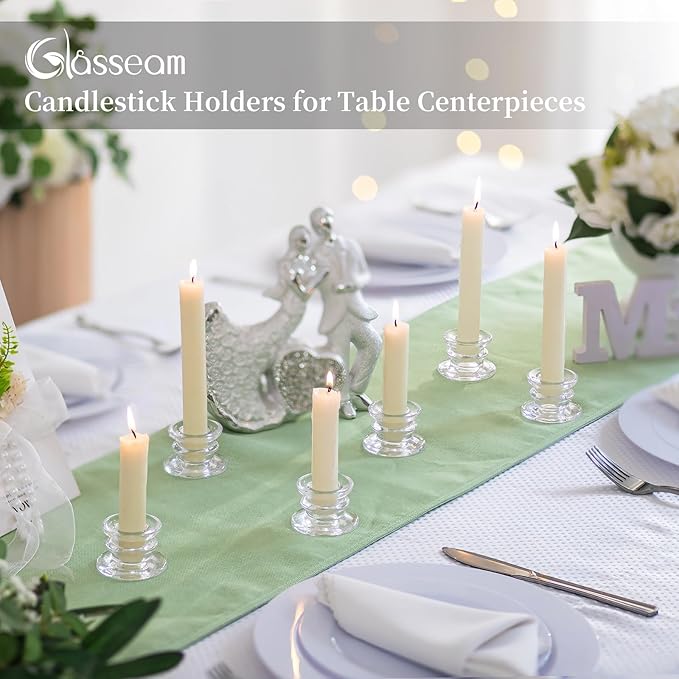 Glasseam Taper Candle Holders Bulk: 10pcs Glass Candle Sticks Holder Decor - Image 3
