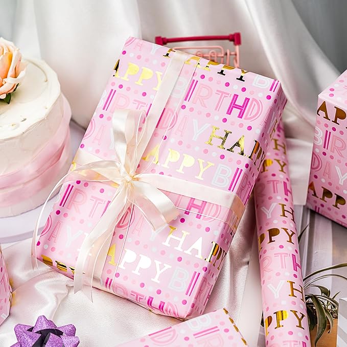 Yarcony Girl Birthday Wrapping Paper, Baby Shower - Image 5