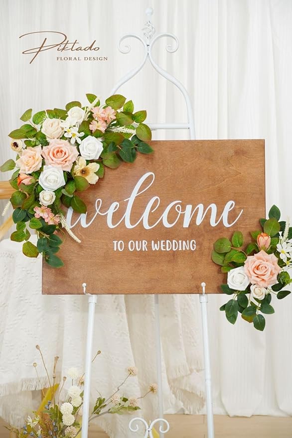 Wedding decor Welcome Sign Flower Backdrop Garland - Image 4