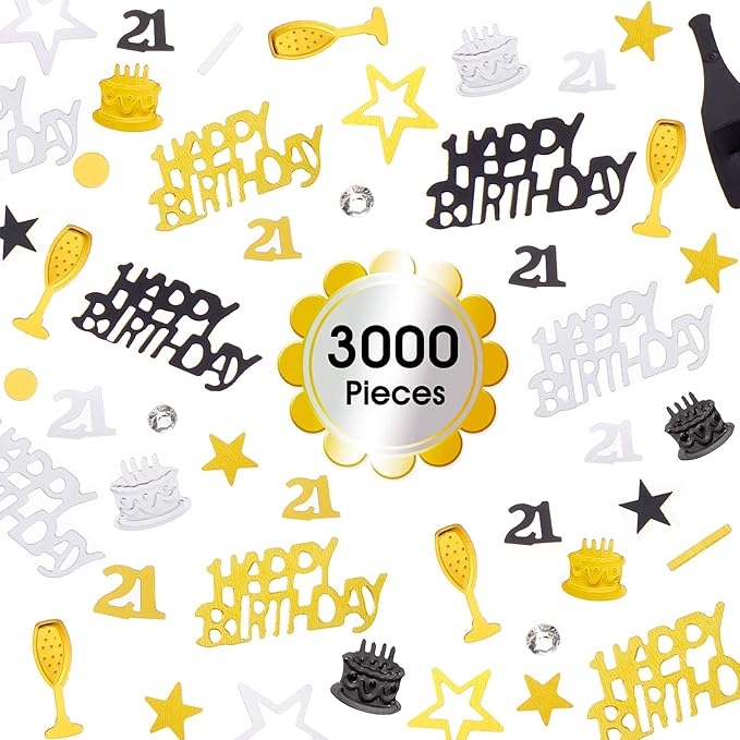 Sumind 3000 Pcs 21st Birthday Metallic Foil Confetti Table Scatter Decorations - Image 4