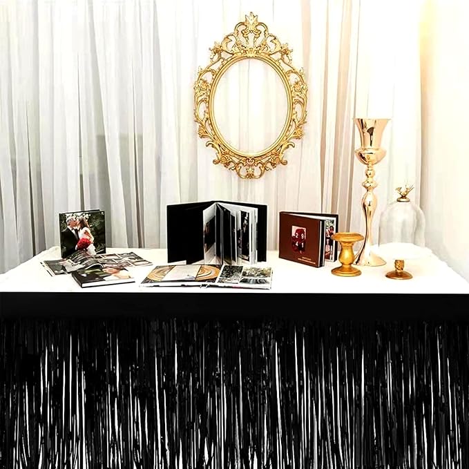 4 Pack 29x108 Inch Metallic Foil Fringe Tinsel Table Skirts - Image 7