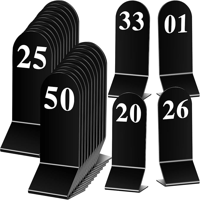 Remerry 50 Pcs Table Numbers 1-50 Acrylic Double Sided Number Cards Acrylic by Remerry